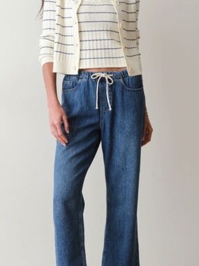 Marine Layer Indigo Drawstring Straight-Leg Pants